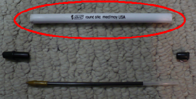 First, remove the components of the pen and set the pen tube aside.  The rest may be discarded if desired.