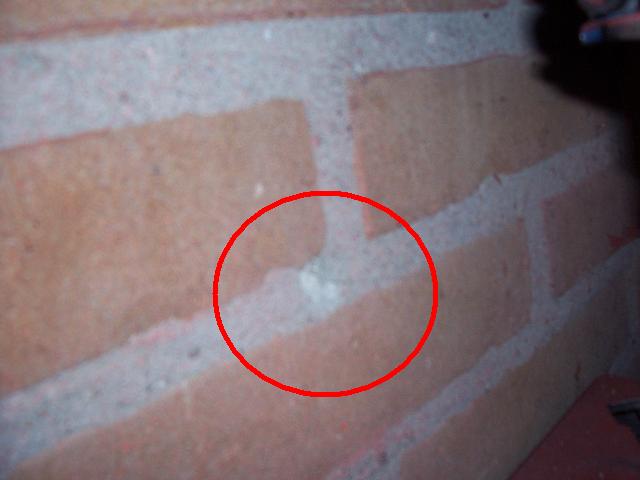 Hard to see but it removed a chunk of brick wall about 1 cm deep