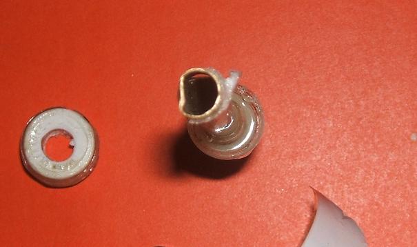 Detail of the muzzle bent out of shape after impacting with the wall at considerable velocity, luckily it wasn't pointing at me at the time!