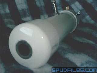 Staring down the business end of A.P, it's barrel is a 9&amp;quot; piece of 3/4&amp;quot; riser material cut flush to a hole in the 2&amp;quot; end cap.