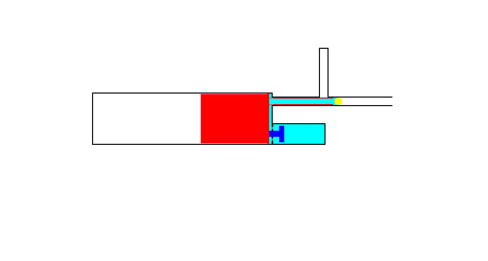 The breech has selected and loaded a round. The bolt has just depressed the hammer valve, allowing a burst of air into the chamber. Air has begun propelling the round.