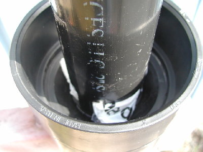 View of the valve ports before the chamber was installed.  A plastic bag is stuffed inside for the photo before the chamber is installed