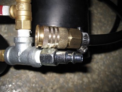 Close up of the compressor fittings