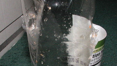 Jawbreaker was slowed some as it went through this bottle filled with water.