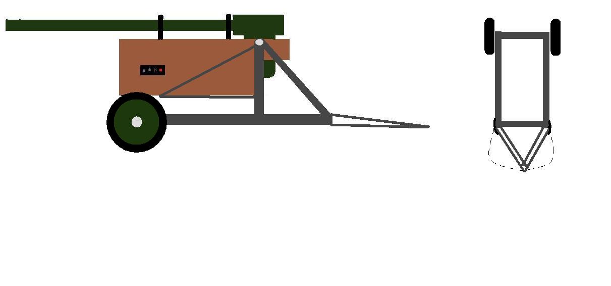 New stand design.  Towable with the pivot set toward the rear of the cannon.