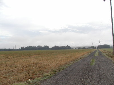 Entrance to the farm.  We launched from under the trees by the red barn.