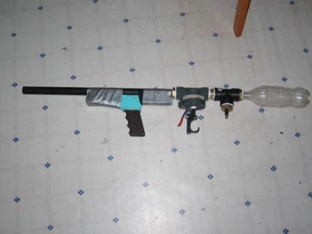 this is my completed gun, it has a 1 inch modded sprinkler valve, it is a 3/4 inch barrel and has the inexpencive chamber on it.