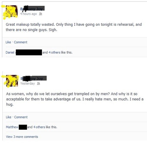 Matthew and Daniel are clearly putting up with this cognitive dissonance in the hope of getting laid.