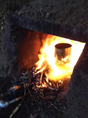 Burner catching fire and preheating/oxidizing the crucible