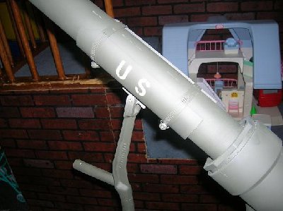 close up of pivot point for stable aiming, it was made from a crutch thing