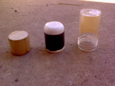 amo of choice from left <br />. wood slug<br />. pvc slug<br />. small plasic jar