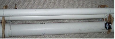 this is the 2 chambers 3 inch other one has a pressure gauge and the other has a shrader valve from a truck tire in it.  they will be connected with pressure hose.