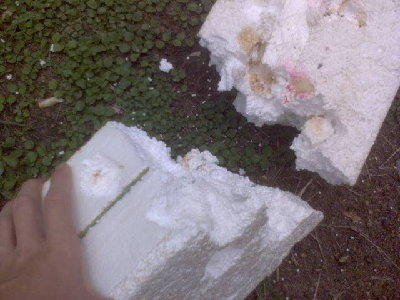 damage to a massive chunck of foam (and yes it did break it in half)