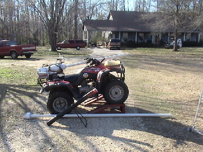 The long barrel on the ground is the 10 foot golfball barrel