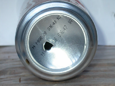 Coke can from around 5m, the front was severly dented