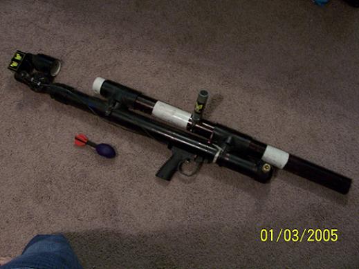 Breech open, we left some areas unpainted because it rubs alot in those areas and it would just take off the paint. It also acts as kind of a safety feature, letting you know that its open.