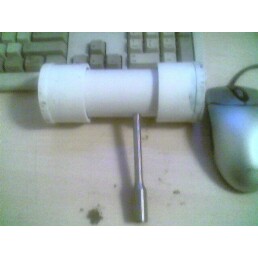 new bolt outside of the barrel with handle sticking out of the hole