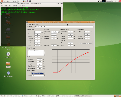 GGDT running on Ubuntu 7.10 with a terminal window in the corner.