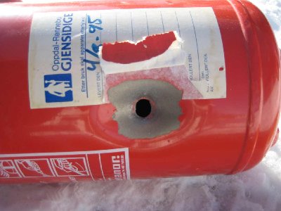 fire extinguisher (?) yes it was empty