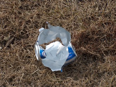 Beer can filled with water and shot with 1/2 ounce fishing weight/hot glue ammo @ 400psi. 5 yard range.